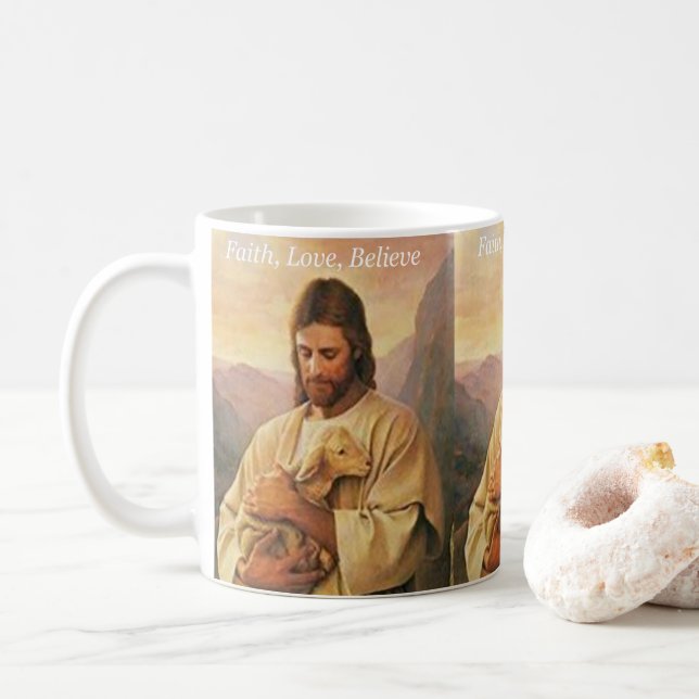 Faith, Love, Beleive, Jesus Mug (With Donut)