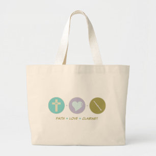 Faith Love Clarinet Large Tote Bag