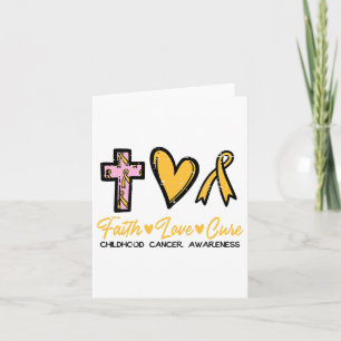 Faith Love Cure Childhood Cancer Awareness Ribbon Card