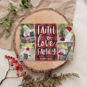 Faith Love Family   Christmas Photo Collage Holiday Card