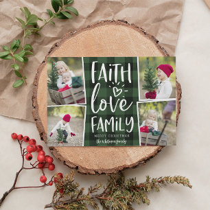 Faith Love Family   Christmas Photo Collage Holiday Card