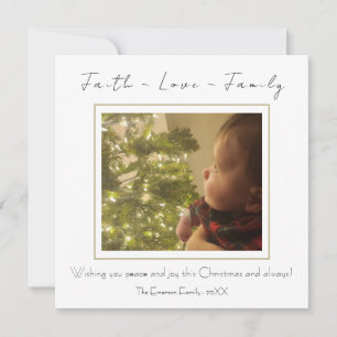 Faith Love Family Modern Minimal Photo Christmas Holiday Card