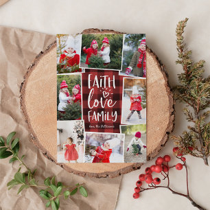 Faith Love Family Multi Photo Collage Christmas Holiday Card