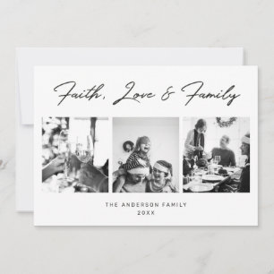 Faith Love Family. Script Religious Christmas Holiday Card