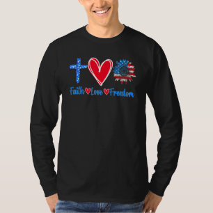 Faith Love Freedom Sunflower Pride American Flag C T-Shirt