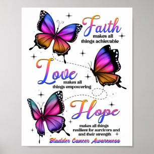 Faith Love Hope Butterfly Purple Bladder Cancer Aw Poster