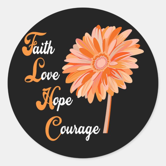 Faith Love Hope Courage Aml Leukaemia Awareness 1 Classic Round Sticker (Front)