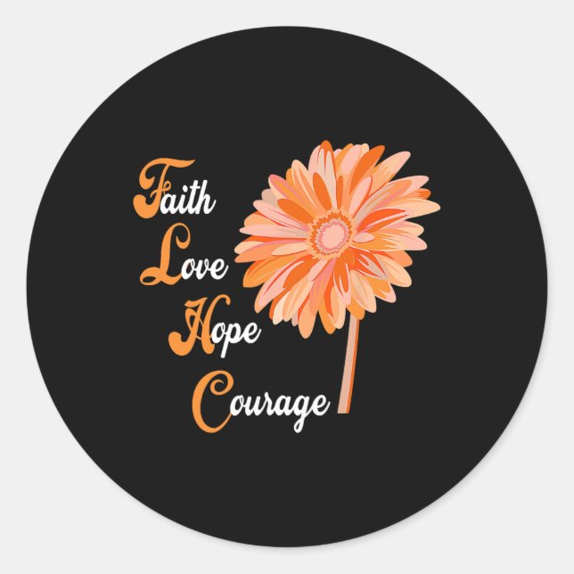 Faith Love Hope Courage Aml Leukaemia Awareness  Classic Round Sticker (Front)