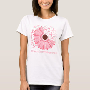 Faith Love Hope daisy flower cancer ribbon T-Shirt