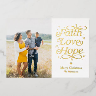 Faith Love Hope Foil Holiday Card Christmas Card