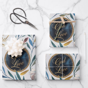 Faith, Love & Peaceful Dove Wrapping Paper Sheet