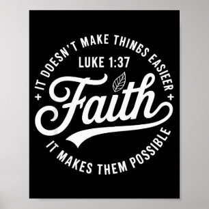 Faith Luke 1 37 Bible Verse Christian Religious Qu Poster