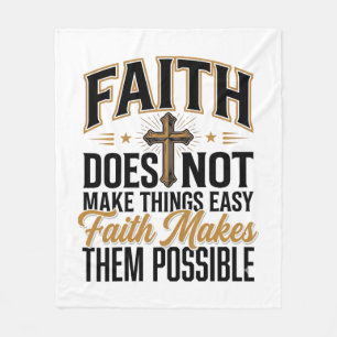 Faith Makes Them Possible Christian Typography Des Fleece Blanket