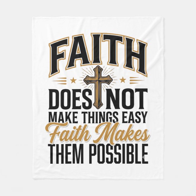 Faith Makes Them Possible Christian Typography Des Fleece Blanket (Front)