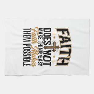 Faith Makes Them Possible Christian Typography Des Tea Towel