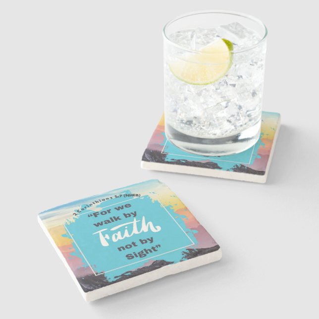 Faith Message - 2 Corinthians 5-7 - Stone Coaster (Side)