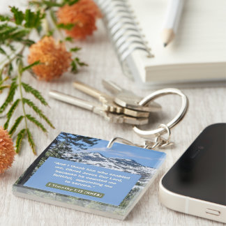 Faith Message - Bible Verse - 1 Timothy 1-12  Key Ring