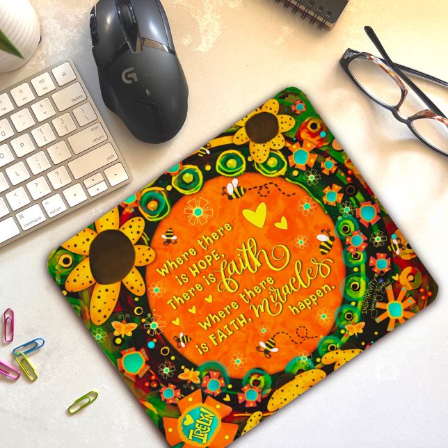 Faith Miracles Pretty Floral Bumblebee Irelyn Mouse Mat (Creator Uploaded)