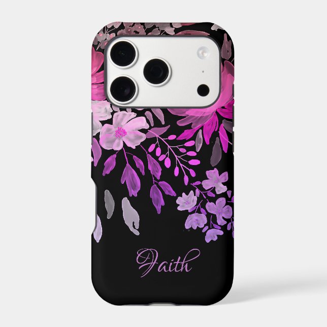 Faith Modern Feminine Pink Purple Floral Black (Back)