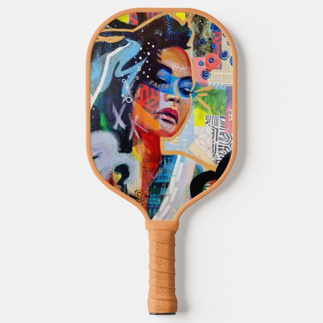 Faith Monogram Initial Red Florals  Pickleball Paddle (Front)