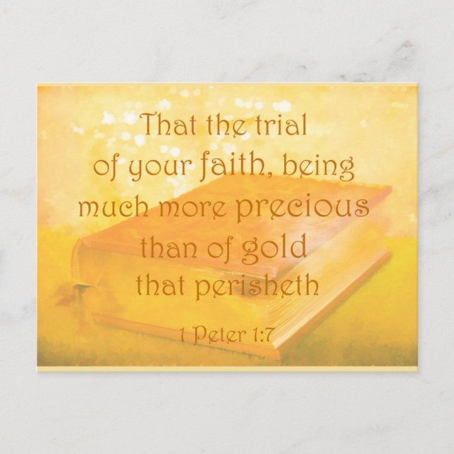 Faith More Precious than Gold Bible Scripture Postcard (Front)