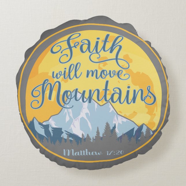 Faith Mountains Christian Design Round Cushion (Back)