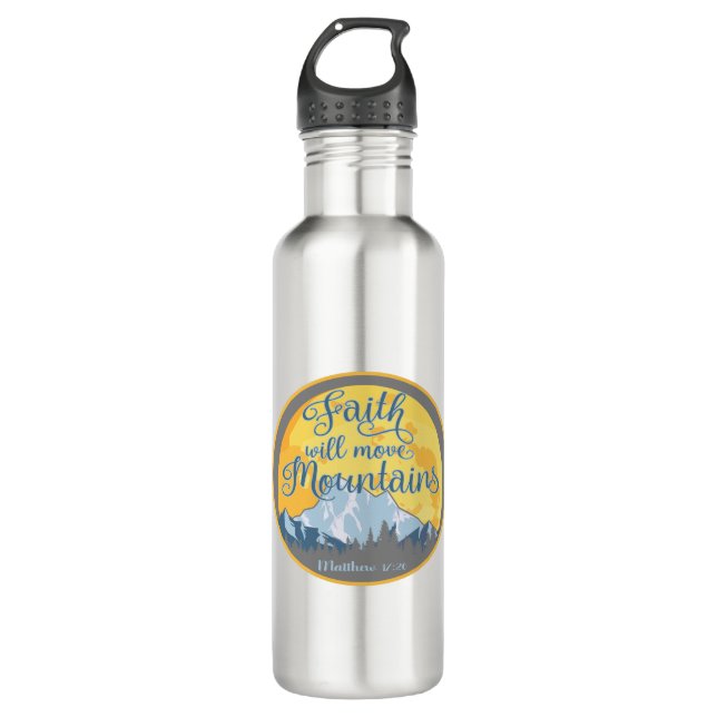 Faith Move Mountains Christian Design 710 Ml Water Bottle (Front)