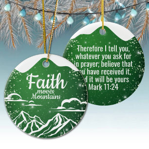 Faith Moves Mountains Inspirational Scripture 🎄 Ceramic Tree Decoration