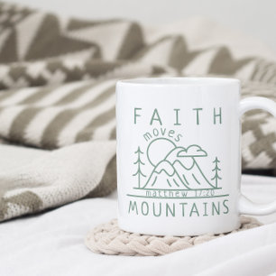 Faith Moves Mountains Matthew 17:20 Christian Sage Coffee Mug