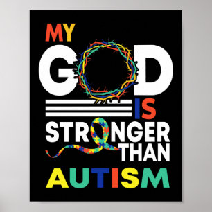 Faith My God Is Stronger Than Autism Awareness Poster