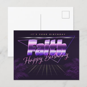 Faith Name Vorname lila Postkarte Geburtstag Postcard