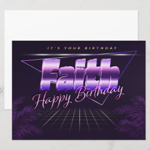 Faith Name Vorname lila retro Karte Geburtstag Card