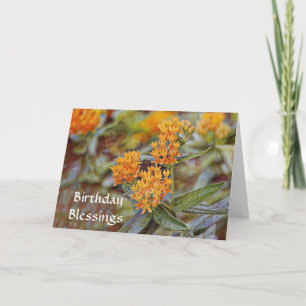 Faith Orange Flowers Birthday Blessing  Card