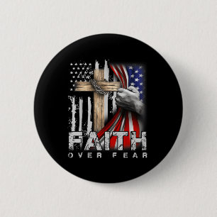 Faith Over Fear America Pride Us Flag Jesus Christ 6 Cm Round Badge