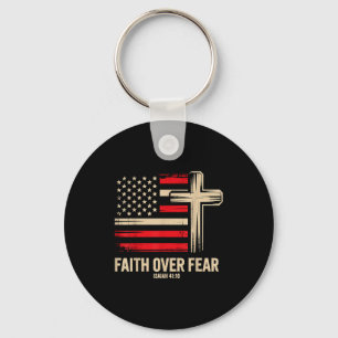 Faith Over Fear American Flag Key Ring