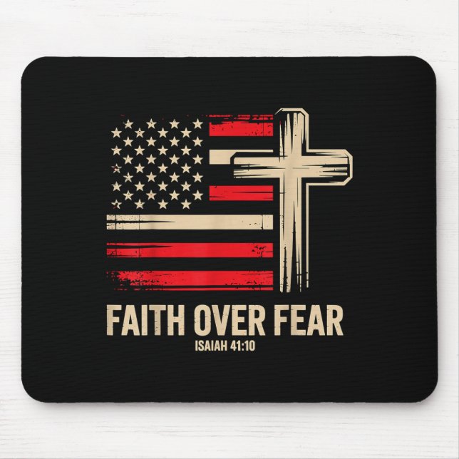 Faith Over Fear American Flag  Mouse Mat (Front)