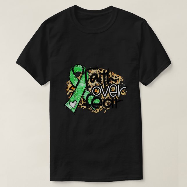 Faith Over Fear Awareness Leopard Bile Duct Cancer T-Shirt (Design Front)
