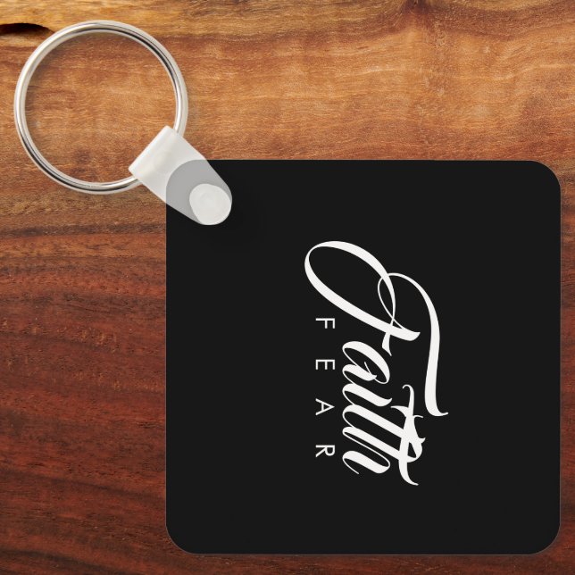 Faith Over Fear Black Key Ring (Front)