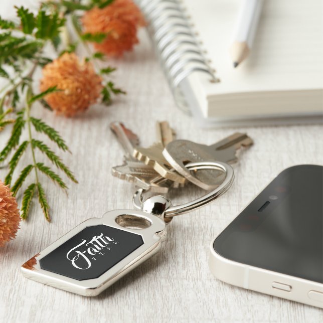 Faith Over Fear Black Key Ring (Side)