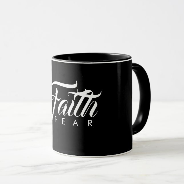 Faith Over Fear Black Mug (Front Right)