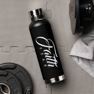 Faith Over Fear Black Water Bottle