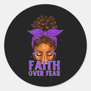 Faith Over Fear Black Women Afro Christian African Classic Round Sticker