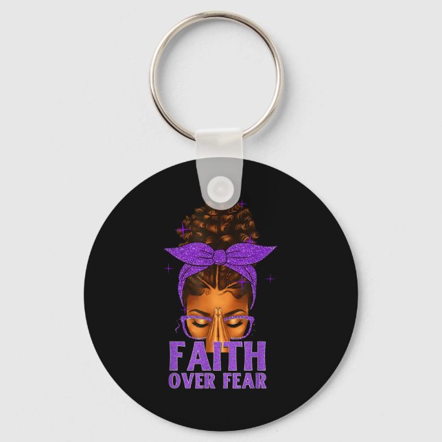 Faith Over Fear Black Women Afro Christian African Key Ring (Front)