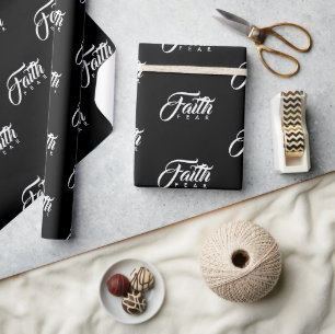 Faith Over Fear Black Wrapping Paper