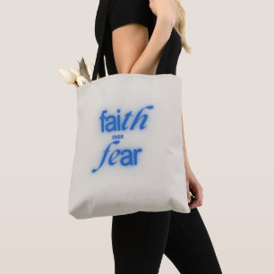 Faith Over Fear Blue Minimalist Care Packages Tote Bag