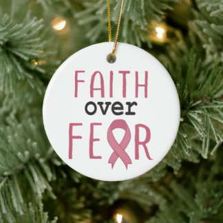 Faith Over Fear Breast Cancer Awareness Ceramic Tree Decoration