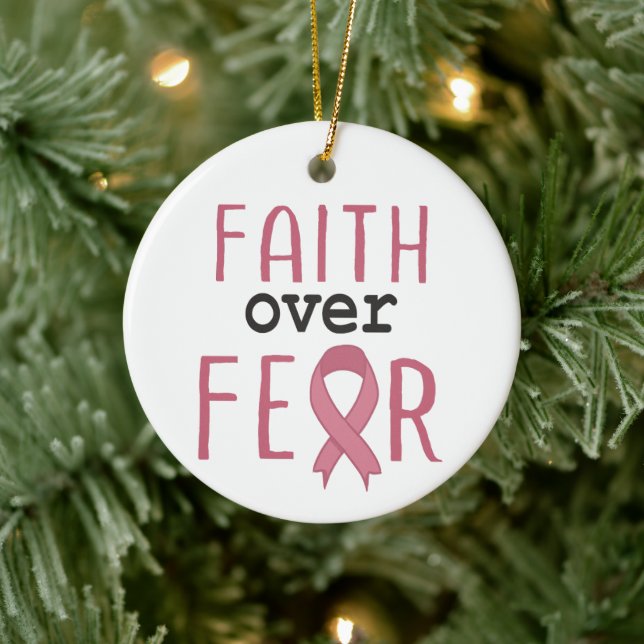 Faith Over Fear Breast Cancer Awareness Ceramic Tree Decoration (Tree)