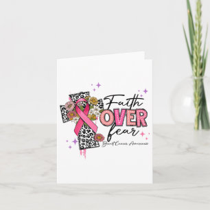 Faith Over Fear Breast Cancer Awareness Christian Card
