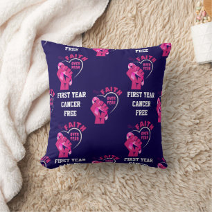 FAITH OVER FEAR Breast Cancer Free Anniversary Cushion