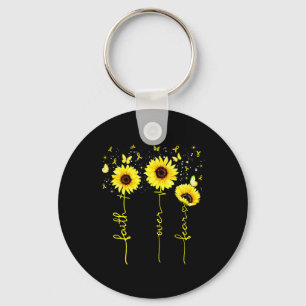 Faith Over Fear Childhood Cancer Awareness Sunflow Key Ring